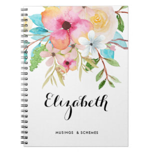 Vintage Watercolor Colourful Spring Floral Custom Notebook