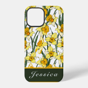 Vintage Watercolor Daffodils Floral Pattern iPhone 12 Pro Case