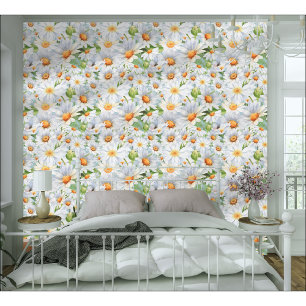 Vintage Watercolor Daisies and Butterfly Wallpaper