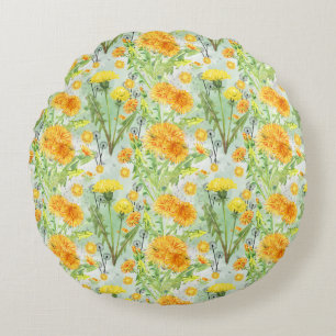 Vintage Watercolor Dandelion Pattern Round Cushion