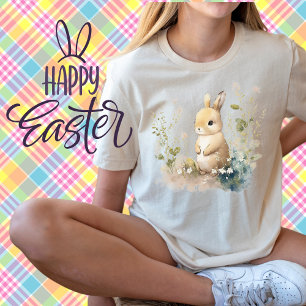 Vintage Watercolor Easter Bunny-Cute Easter Rabbit T-Shirt