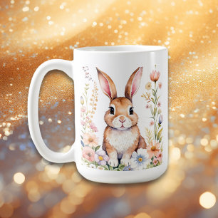 Vintage Watercolor Easter Bunny Personalized Coffee Mug