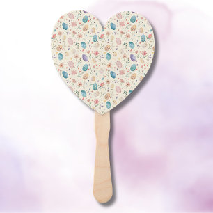 Vintage Watercolor Easter Flowers Leaves Eggs Hand Fan