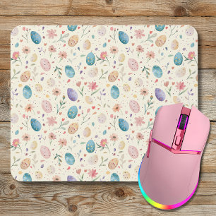 Vintage Watercolor Easter Flowers Leaves Eggs Mouse Mat