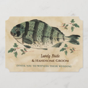 Vintage Watercolor Fish Wedding Invitation