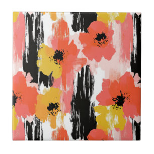 Vintage Watercolor Floral Abstract Pattern (12) Tile