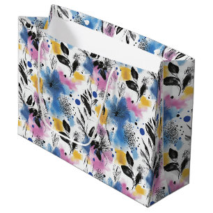 Vintage Watercolor Floral Abstract Pattern (13) Large Gift Bag