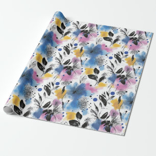 Vintage Watercolor Floral Abstract Pattern (13) Wrapping Paper
