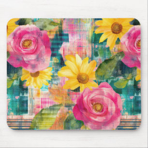 Vintage Watercolor Floral Abstract Pattern (14) Mouse Mat