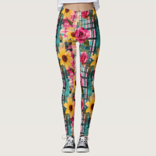Vintage Watercolor Floral Abstract Pattern (16) Leggings