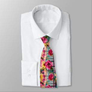 Vintage Watercolor Floral Abstract Pattern (16) Tie