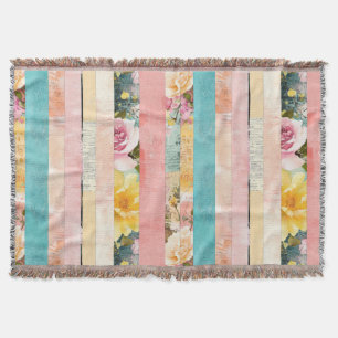 Vintage Watercolor Floral Abstract Pattern (17) Throw Blanket