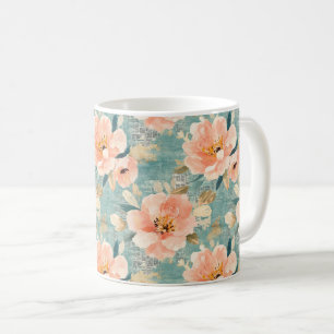 Vintage Watercolor Floral Abstract Pattern (1) Coffee Mug