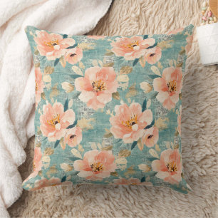 Vintage Watercolor Floral Abstract Pattern (1) Cushion