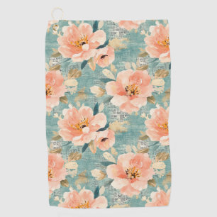 Vintage Watercolor Floral Abstract Pattern (1) Golf Towel