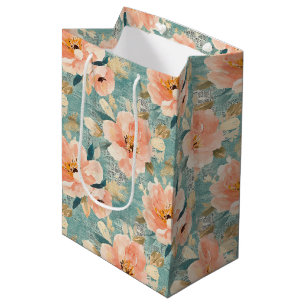 Vintage Watercolor Floral Abstract Pattern (1) Medium Gift Bag