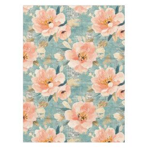 Vintage Watercolor Floral Abstract Pattern (1) Tablecloth