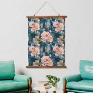 Vintage Watercolor Floral Abstract Pattern (3) Hanging Tapestry
