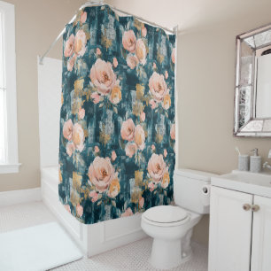 Vintage Watercolor Floral Abstract Pattern (3) Shower Curtain