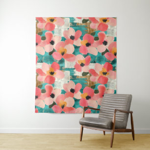 Vintage Watercolor Floral Abstract Pattern (4) Tapestry
