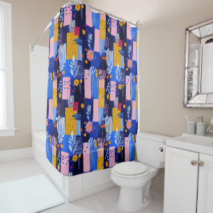 Vintage Watercolor Floral Abstract Pattern (8) Shower Curtain