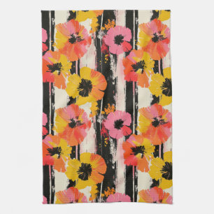 Vintage Watercolor Floral Abstract Pattern (9) Tea Towel