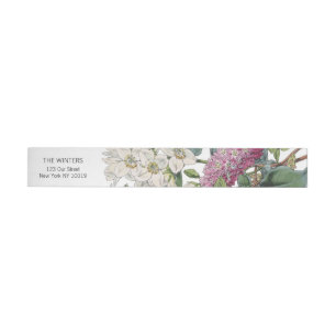 Vintage Watercolor Floral Art Wedding Wraparound Address Label