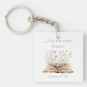 Vintage Watercolor Floral Book Lover Quote Key Ring