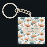 Vintage Watercolor Floral Family Heritage Key Ring<br><div class="desc">Soft spring florals arranged in a refined vintage composition bring a sense of warmth, heritage, and timeless beauty to this design. Inspired by antique botanical prints, the gentle color palette and flowing floral forms create an elegant atmosphere that celebrates family, love, and meaningful moments. With the option to personalize the...</div>