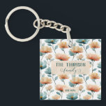 Vintage Watercolor Floral Family Heritage Key Ring<br><div class="desc">Soft spring florals arranged in a refined vintage composition bring a sense of warmth, heritage, and timeless beauty to this design. Inspired by antique botanical prints, the gentle color palette and flowing floral forms create an elegant atmosphere that celebrates family, love, and meaningful moments. With the option to personalize the...</div>