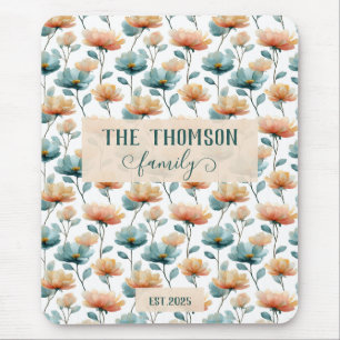 Vintage Watercolor Floral Family Heritage Mouse Mat