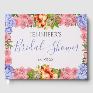 Vintage Watercolor Floral Frame Bridal Shower Guest Book