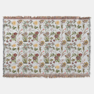 Vintage watercolor floral pattern 2508.Lgrey BG Throw Blanket