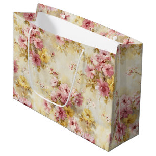 Vintage Watercolor Floral Pattern Large Gift Bag