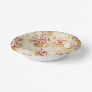 Vintage Watercolor Floral Pattern Paper Plate