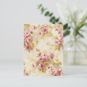 Vintage Watercolor Floral Pattern Postcard