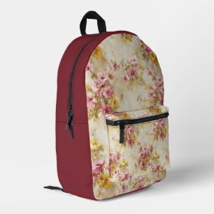 Vintage Watercolor Floral Pattern Printed Backpack