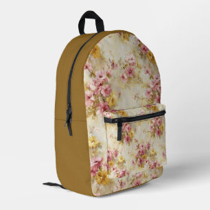 Vintage Watercolor Floral Pattern Printed Backpack