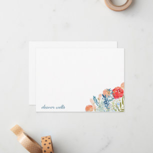 Vintage Watercolor Floral Personalised Stationery  Card