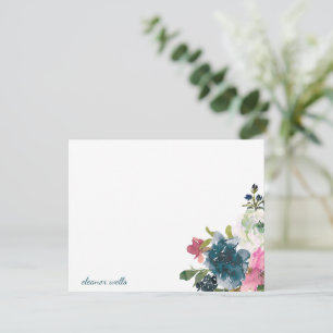 Vintage Watercolor Floral Personalised Stationery Card
