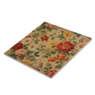 Vintage Watercolor Floral Popular Collection Tile