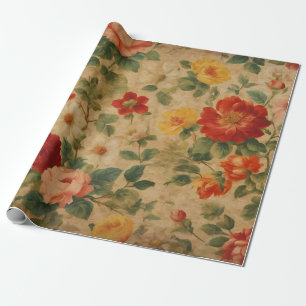 Vintage Watercolor Floral Popular Collection Wrapping Paper
