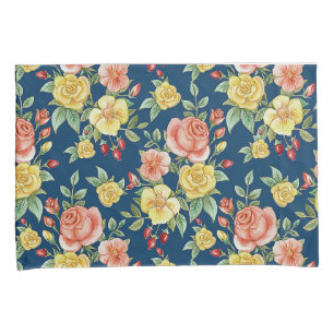 Vintage Watercolor Floral Roses Background Pillowcase