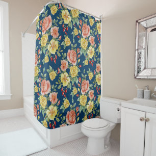 Vintage Watercolor Floral Roses Background   Shower Curtain