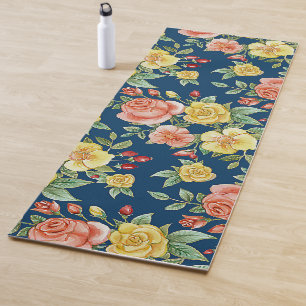 Vintage Watercolor Floral Roses Background   Yoga Mat