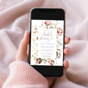 Vintage Watercolor Floral Script Bridal Shower Invitation
