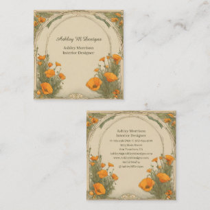 Vintage Watercolor Floral  Square Business Card
