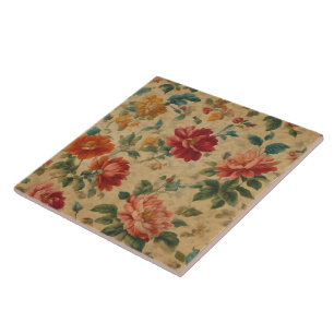 Vintage Watercolor Floral Trendy Collection Tile