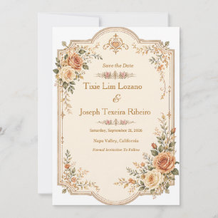 Vintage Watercolor Floral Wedding Invitation