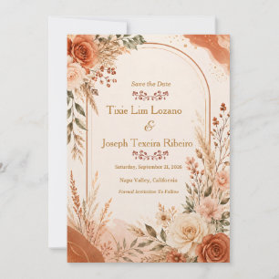 Vintage Watercolor Floral Wedding Invitation